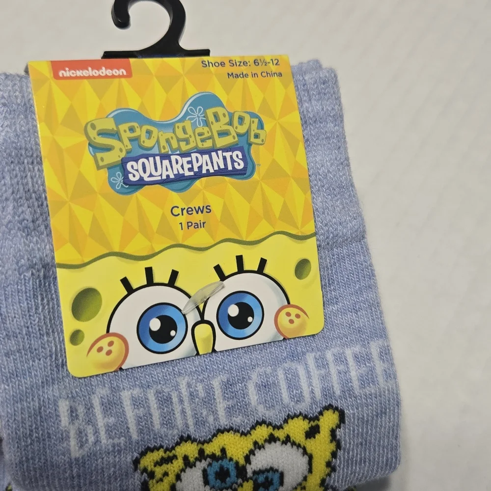 Nickelodeon Sponge Bob Socks, Before Coffee and After Coffee socks NEW